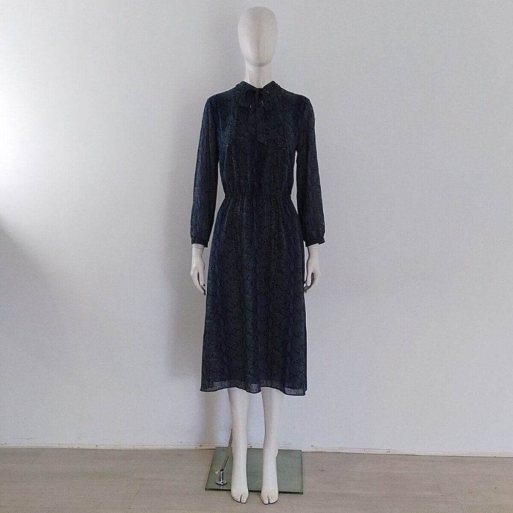 HUSH Snakeskin Neck-Tie Midi Maxi-Dress Size UK 12 EU 40 - Picture 1 of 10